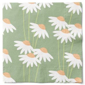 Servietter l Servietter med blomster l Grn l 20stk l Borddkning l Det Gamle Apotek l 