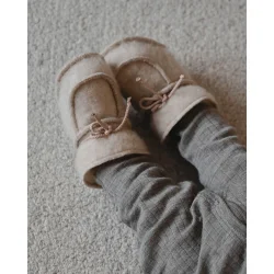 Baby hjemmesko i uld | Beige | 3-6 mdr