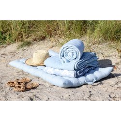 Quilt med lysebl� striber I Chic Antique