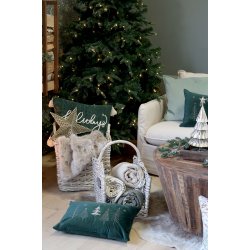 Pude med broderede juletrer | ChiqAntique 