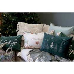 Pude med broderede juletrer | ChiqAntique 