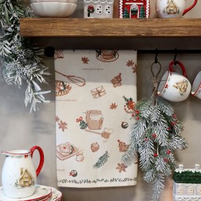 Viskestykke med julebag motiv