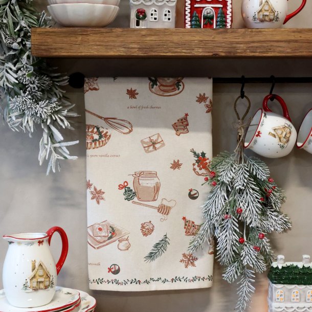 Viskestykke med julebag motiv