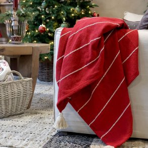 R�dt plaid af overskudsgarn |��hic Antique