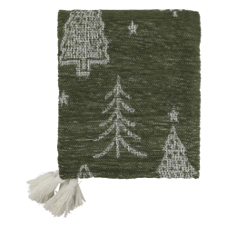 Plaid i gr�n med hvide juletr�er |�Chic Antique