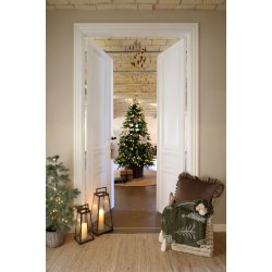 Plaid i gr�n med hvide juletr�er |�Chic Antique