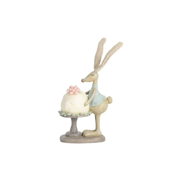 Figur l Pynt l Kanin med kage l 7X12X22CM | Speedtsberg | Pynt