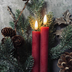 LED lys l Deluxe Homeart l Kronelys l Bordeaux Rde l 2 stk  l D2 x H15