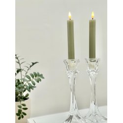 LED Lys l Deluxe Homeart l Kronelys l Oliven grn l 2 stk l D2 x H15