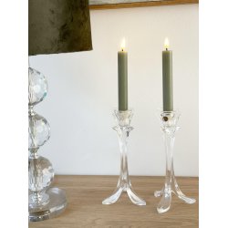 LED Lys l Deluxe Homeart l Kronelys l Oliven grn l 2 stk l D2 x H15