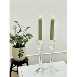 LED Lys l Deluxe Homeart l Kronelys l Oliven grn l 2 stk l D2 x H15