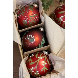 R�de julekugler i �ske I S�t af 3 stk
