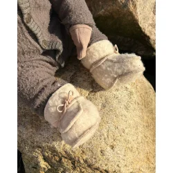 Baby hjemmesko i uld | Beige | 3-6 mdr