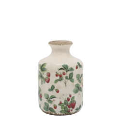 Vase med jordb�r motiv fra ChicAntique 