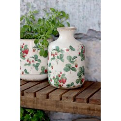 Vase med jordb�r motiv fra ChicAntique 