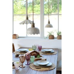 Lunel lampe i emalje I Creme I H16x�18cm