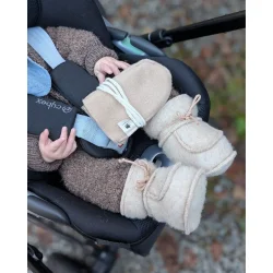 Baby hjemmesko i uld | Beige | 3-6 mdr