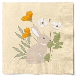 Servietter l Pske servietter l Gul med hare l 20stk l Borddkning l Det Gamle Apotek l