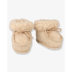 Baby hjemmesko i uld | Beige | 3-6 mdr
