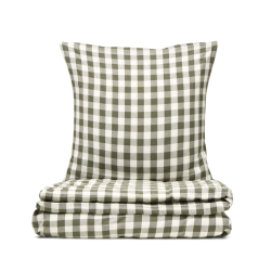 Sengetj OEKO-tex i en Oliven grn farve l Birk sengest l 140 x 200 cm 