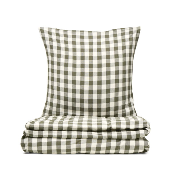 Sengetj OEKO-tex i en Oliven grn farve l Birk sengest l 140 x 200 cm 