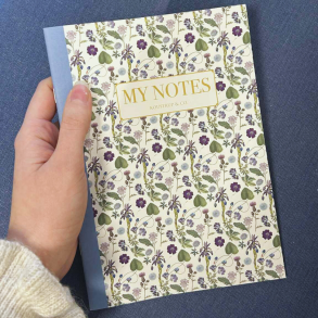 Notesbog l H�fte l Bl� floral m�nster l