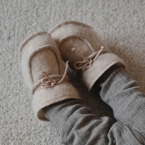 Baby hjemmesko i uld | Beige | 3-6 mdr