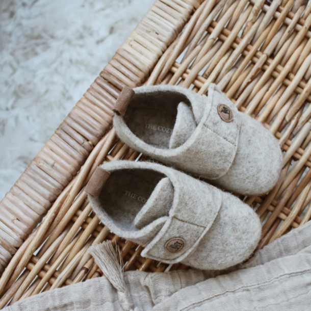 Hjemmesko i uldfilt til b�rn | Beige 