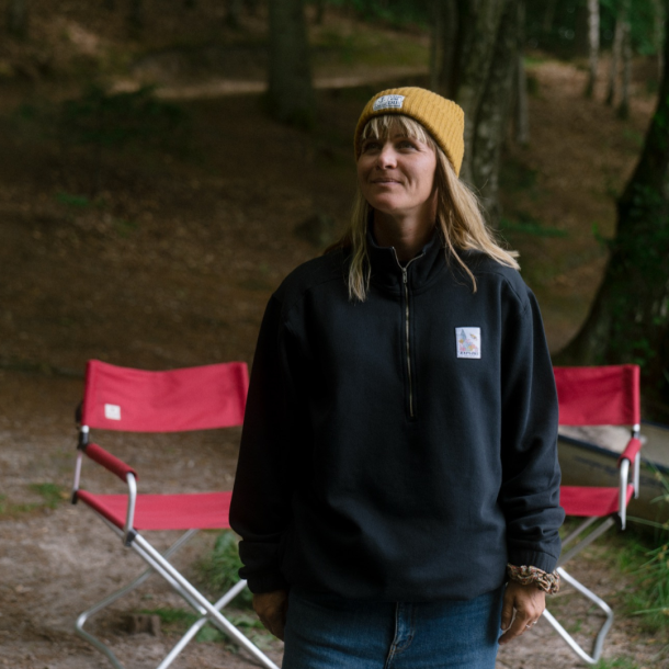 Halfzip wall of wonder patch sweatshirt | LAKOR