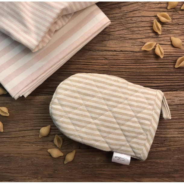 Grydelap l Froghandske st l 2 stk l Engholm l Beige / Hvid 