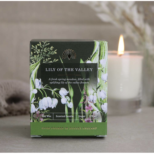 Duftlys l Soy wax l Lily of the Valley l Vegan l 170ml l 35 timers brndetid l 