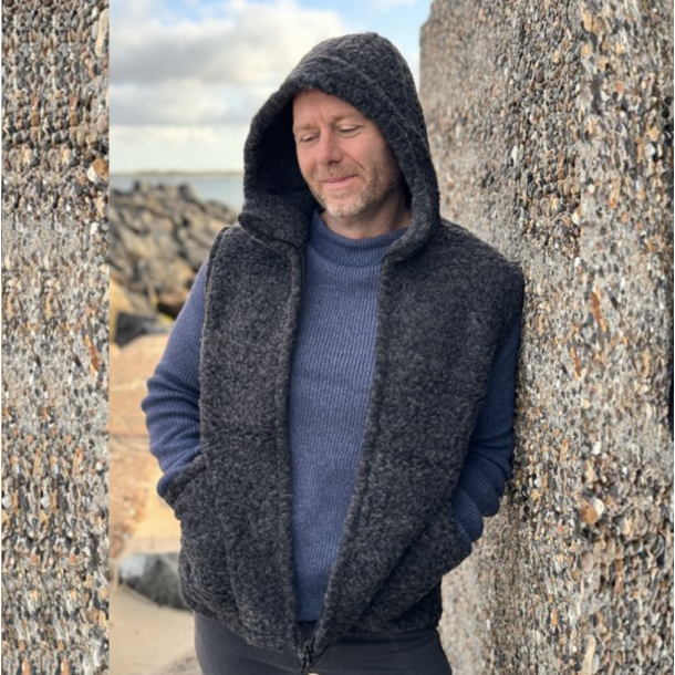 Vest med hoodie l Ulde l Bodywarmer l Woolwear of Scandinavian l 100% Merino uld l 