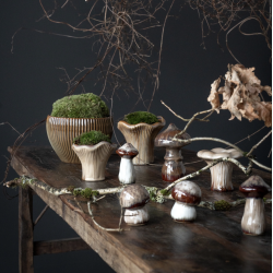 Krukke l Urtepotte l St af 2 l Kantareller l Porceln l 12,5 l 9,5 l