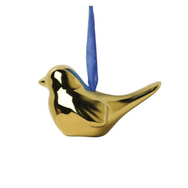 Juleophng l Guld Fugl l Julepynt l 4,5 cm l Heinen Delfts Blauw l
