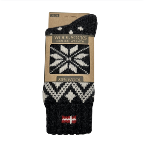 Uldsokker l Nr 106B l  Ragsokker m/ dansk flag l Gr l 80% uld l