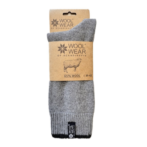 Uldsokker l Nr 52 l Lysegr l 65% kamgarns Uld l 