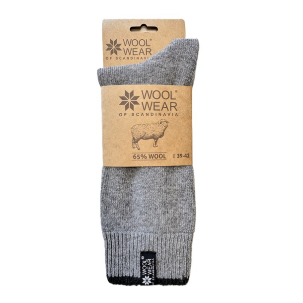 Uldsokker l Nr 52 l Lysegr l 65% kamgarns Uld l 