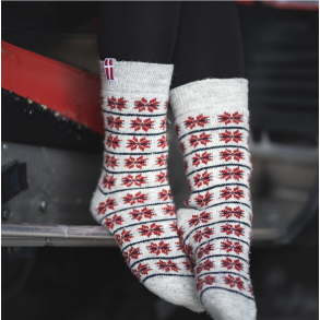 Uldsokker l Nr 22 l m/Dansk flag l 80% Uld l 