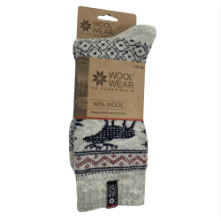 Uldsokker l Nr 100 l Ragsokker l med Elg motiv l 80% Uld l