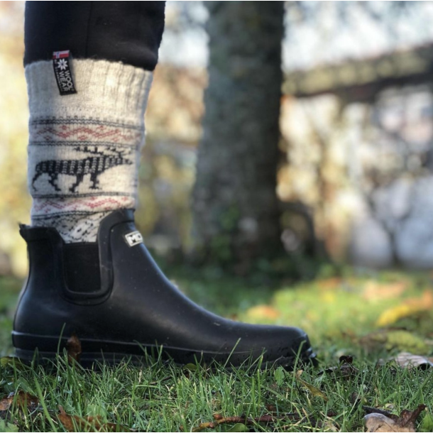 Uldsokker l Nr 100 l Ragsokker l med Elg motiv l 80% Uld l