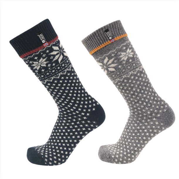 Uldsokker l Nr 47 l Vlg mellem 2 farver l Certificeret OEKO-TEX l 70% Uld l 