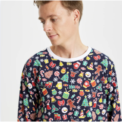 Pyjamas l Jule pyjamas l Bl med mnster l 