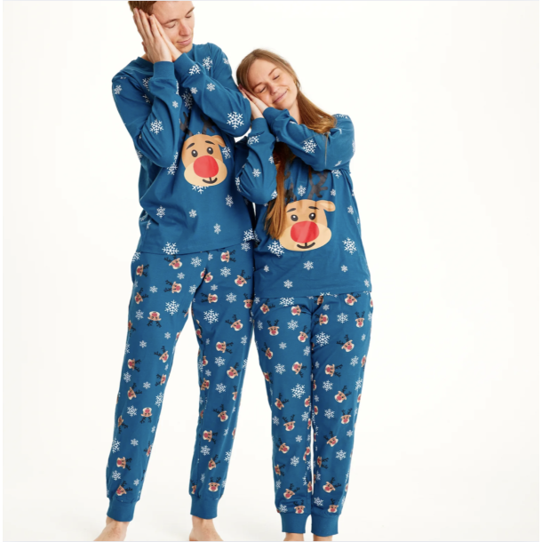 Pyjamas l Jule pyjamas l Bl med Rensdyr l Unisex l 