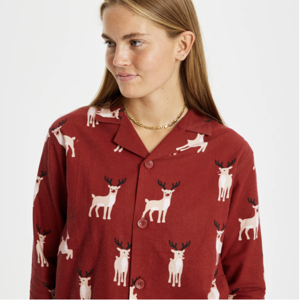 Pyjamas l Jule pyjamas l st l Rd med rensdyr l Unisex l 