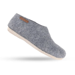 Hjemmesko l Uldtffel l 100% ren uld l  Gr med sl i skind l Dansk Design l SHUS l