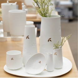 Vase l Mini vase M l Hvid &amp; guld l Rder l 