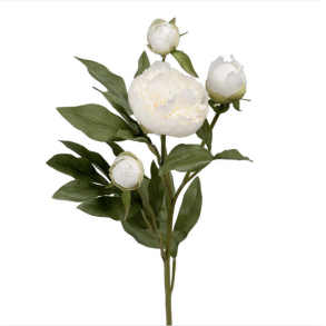 Pion l Hvid l Kunstige blomster l Evigheds blomst l Mr Plant l 65 cm l 