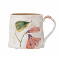 Krus i stent�j med lyser�d blomstermotiv fra Bloomingville