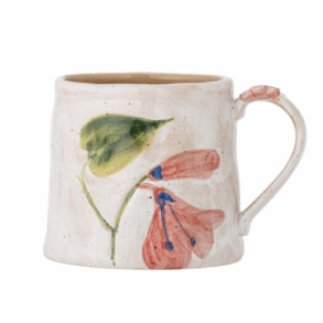 Krus i stent�j med lyser�d blomstermotiv fra Bloomingville