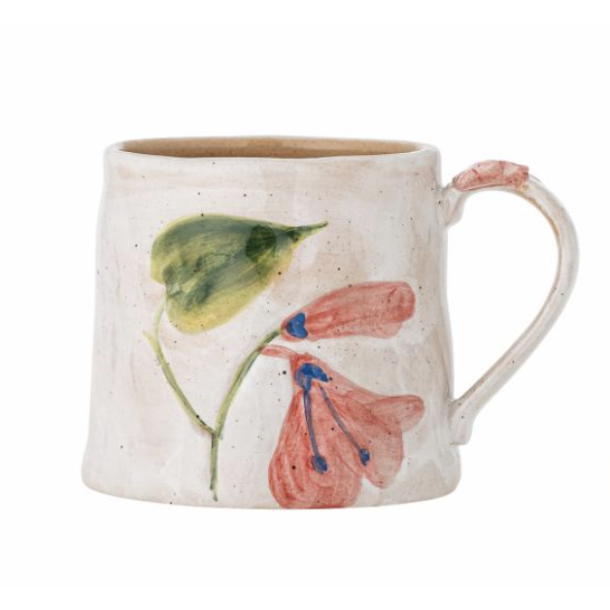 Krus i stent�j med lyser�d blomstermotiv fra Bloomingville